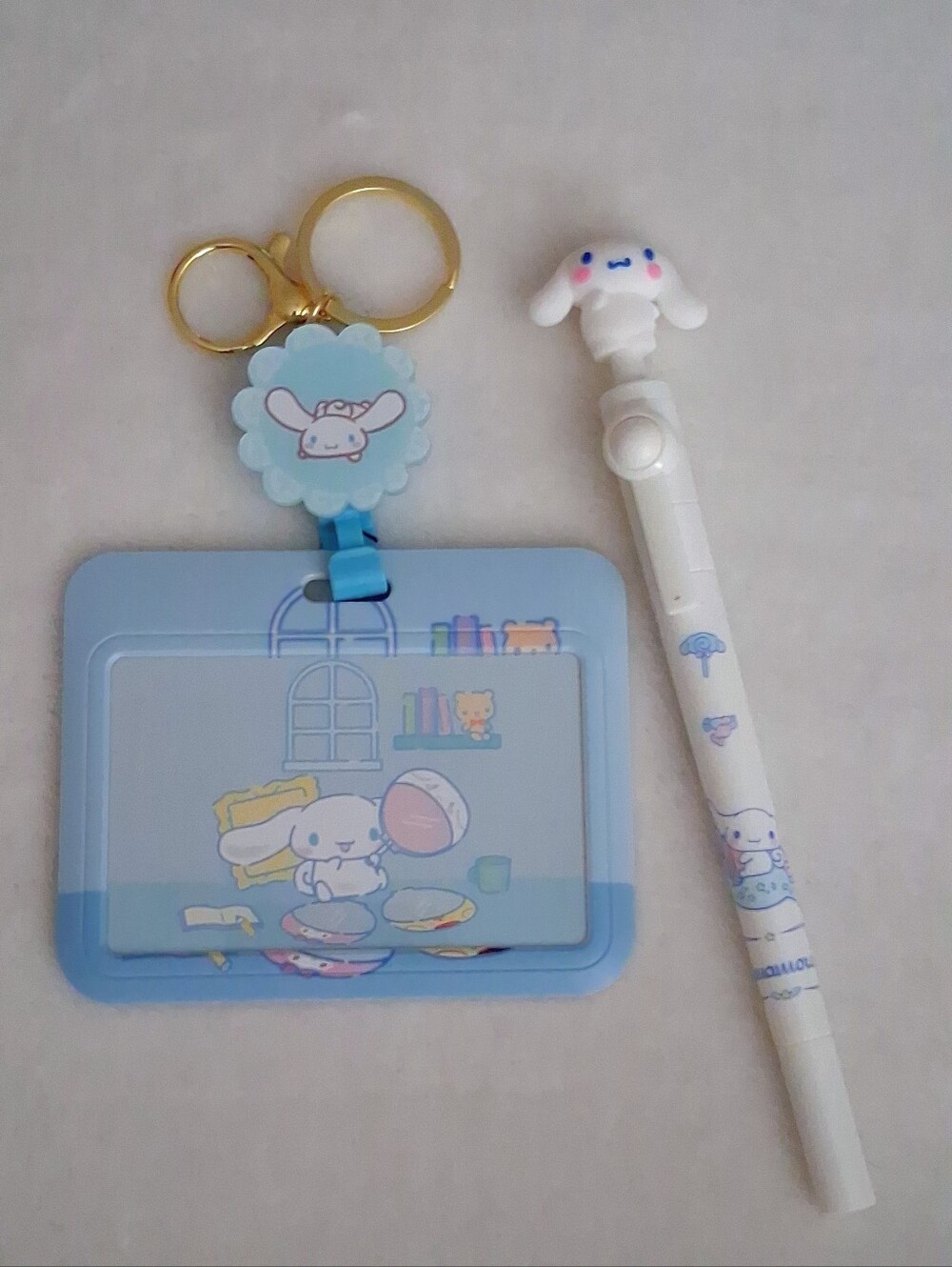 Cinnamoroll ID Holder with Retractable Key Rinng/bag Clip W Spinner Cinna Pen
